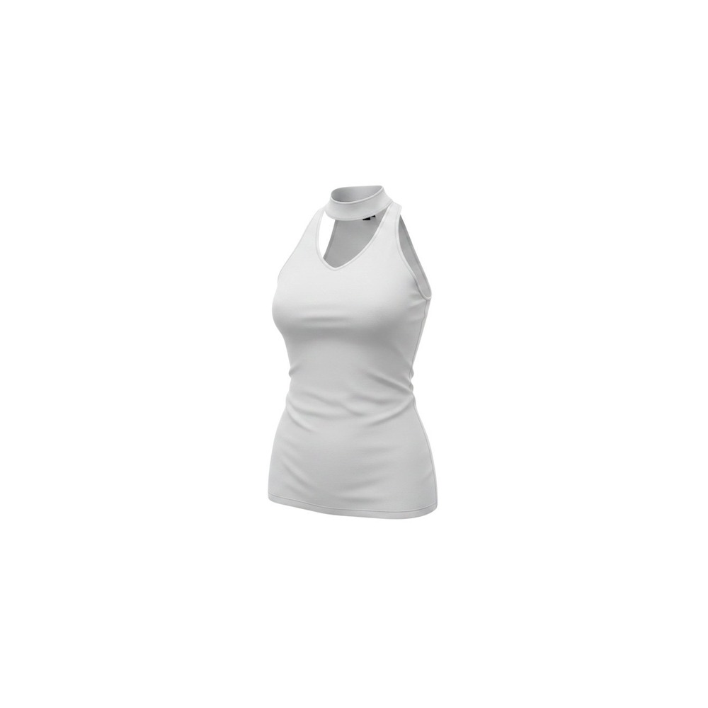 rue21 Tank Top Womens XS White Choker Neck V-Neck Cutout Sleeveless 1315